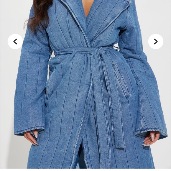 Blue Denim Long Coat Fashion Nova - Picture 4 of 5